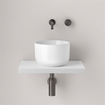 Fiore Mini hvid - Lille håndvask Ø25cm. i blank hvid porcelæn
